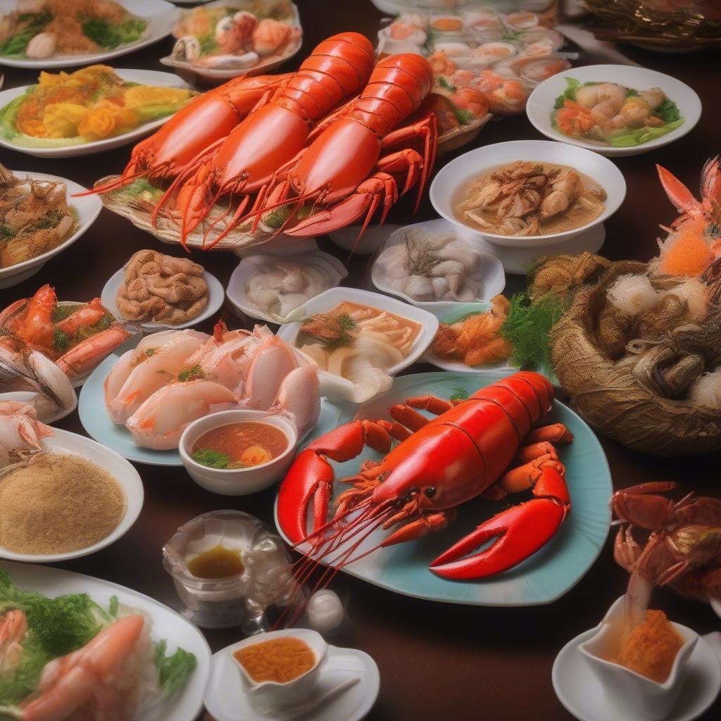 Món ăn hấp dẫn tại Buffet Hải Đăng Vương