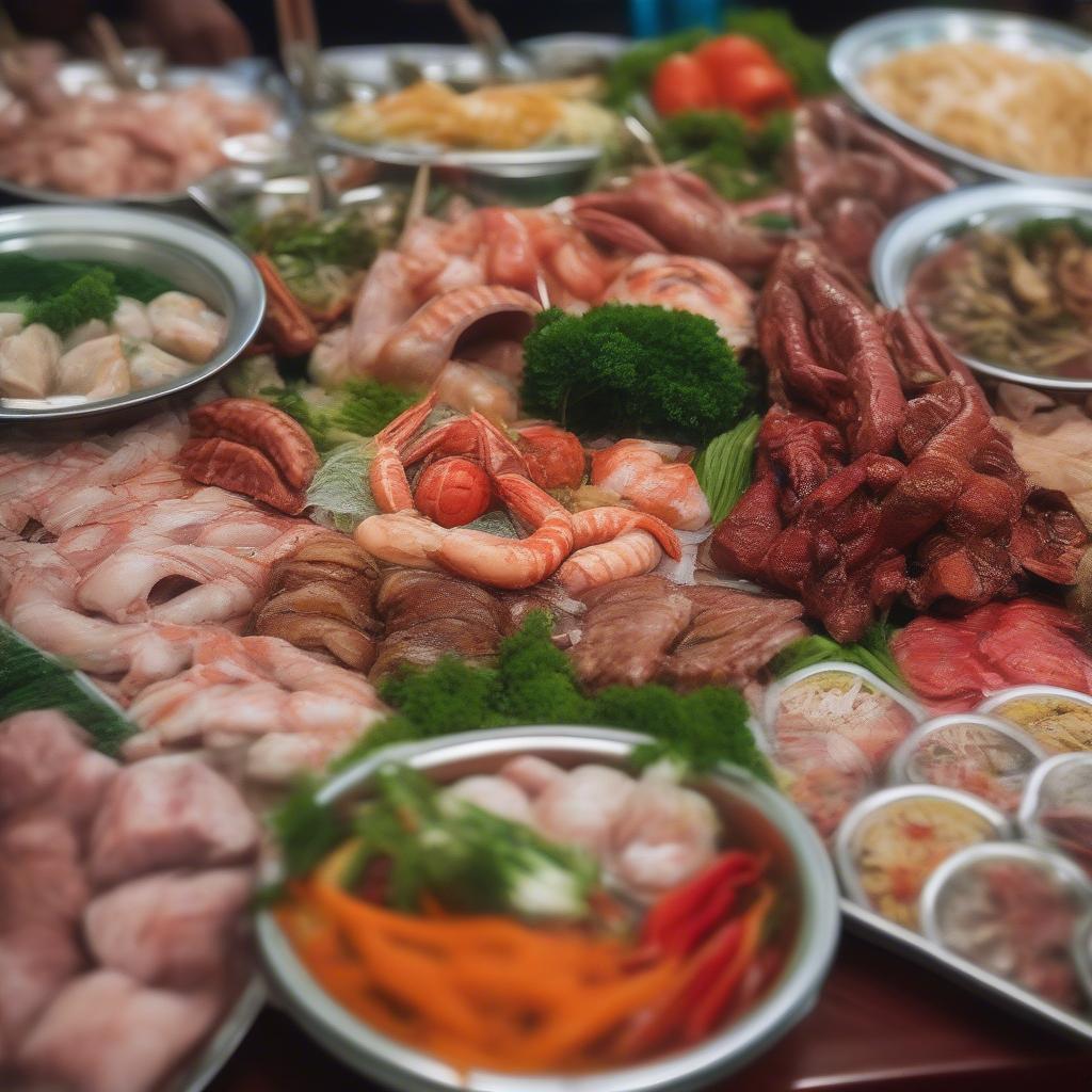 Buffet lẩu nướng Tây Hồ món ăn đa dạng