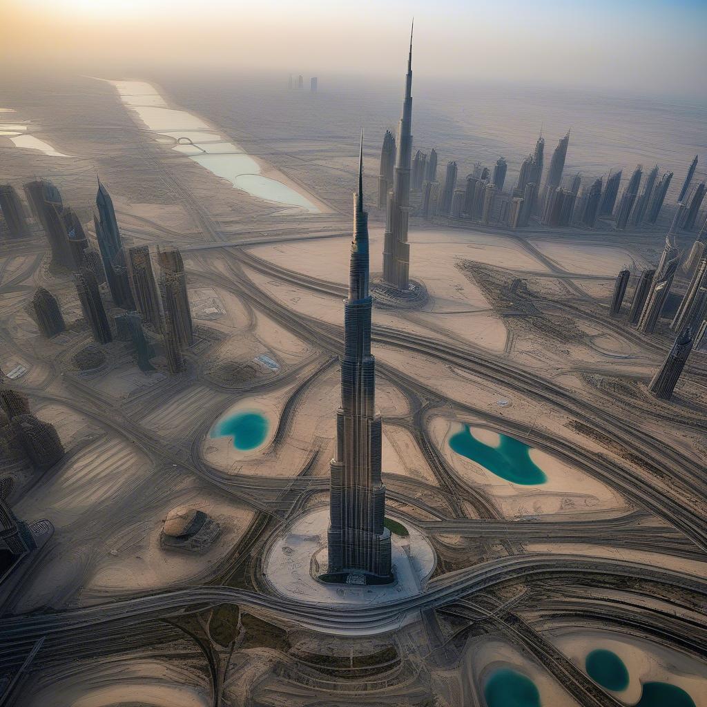 Hình ảnh đài quan sát "At the Top" trên tầng 124 của Burj Khalifa, với tầm nhìn toàn cảnh thành phố Dubai.