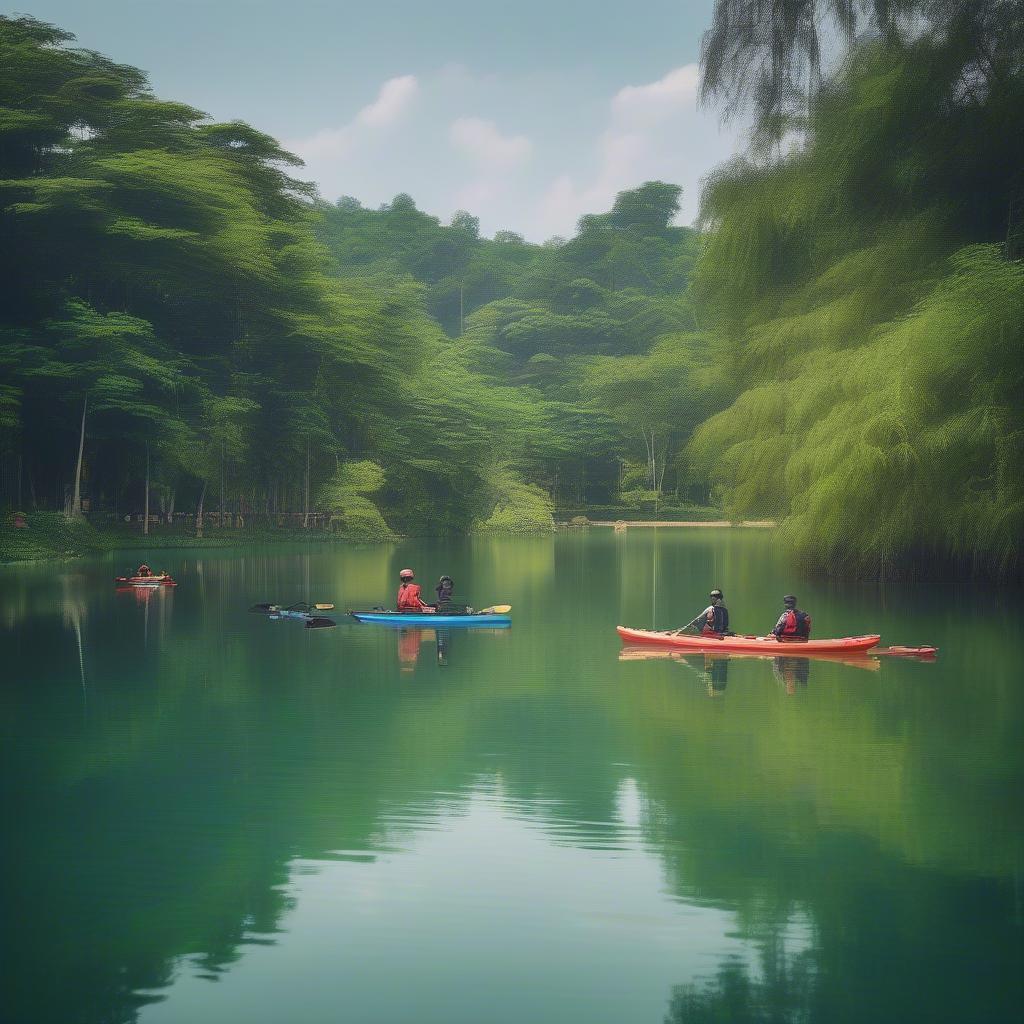 Chèo thuyền kayak trên hồ Ecopark