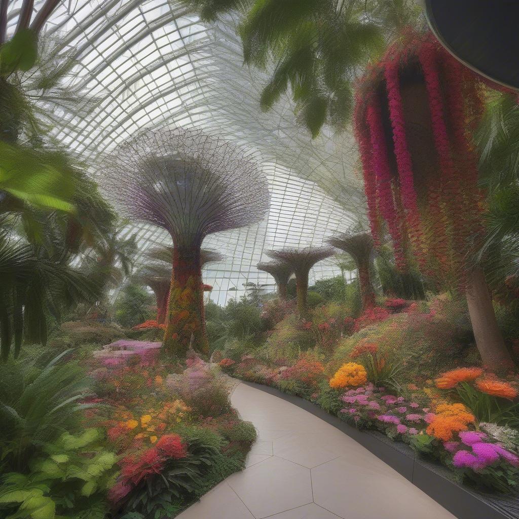 Khám phá khu vườn Flower Dome tại Công viên Ánh Sáng Singapore