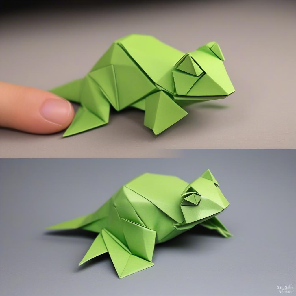 Mẫu origami con ếch đơn giản và dễ thương