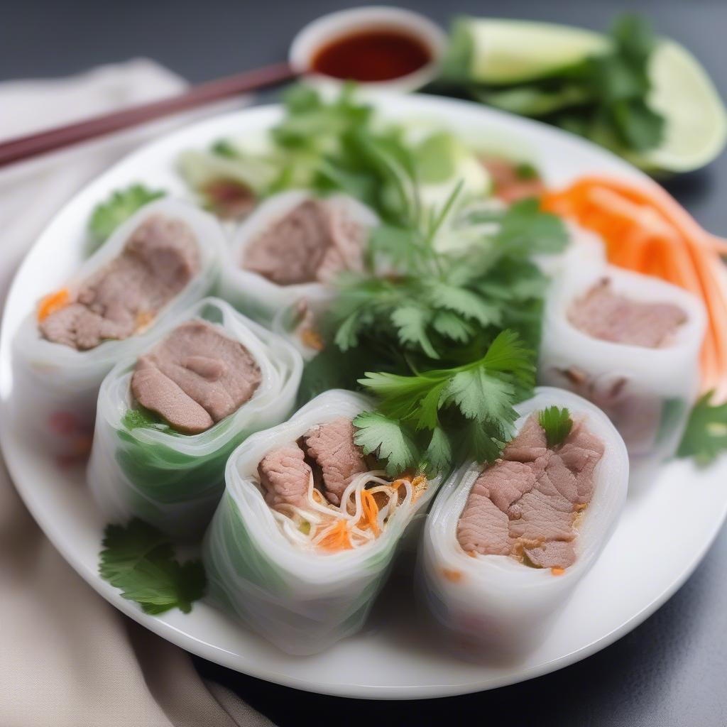 Thưởng thức phở cuốn Hà Nội