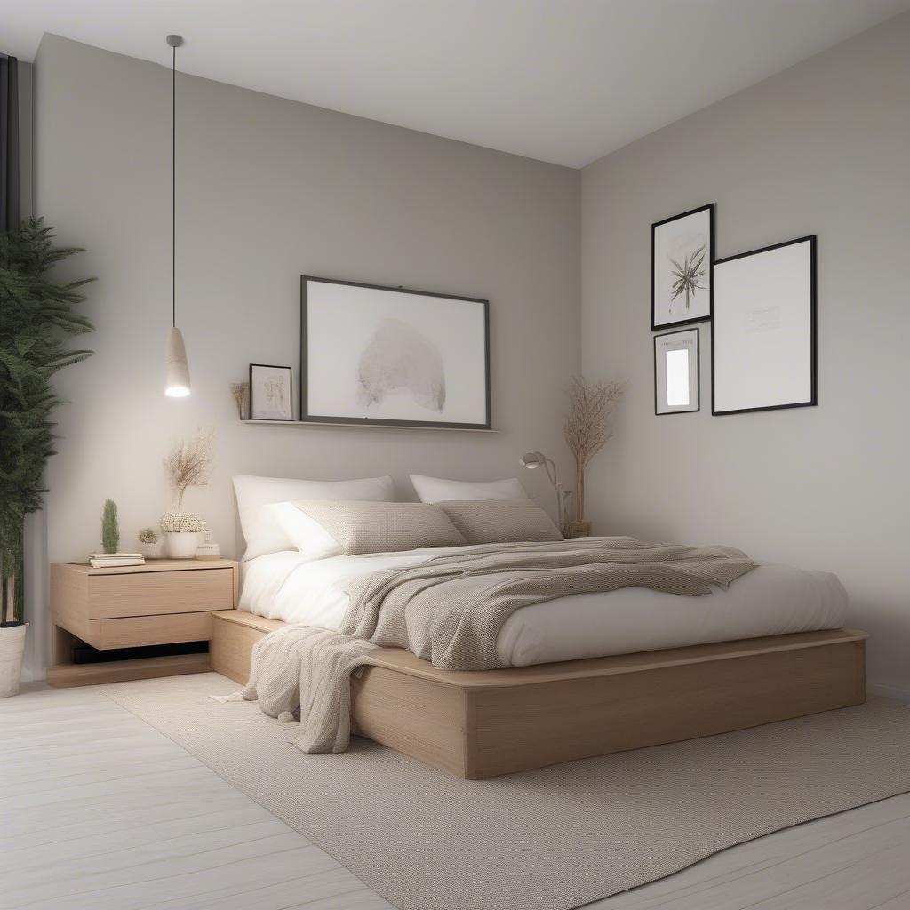 Cozy and minimalist bedroom design in a small apartment