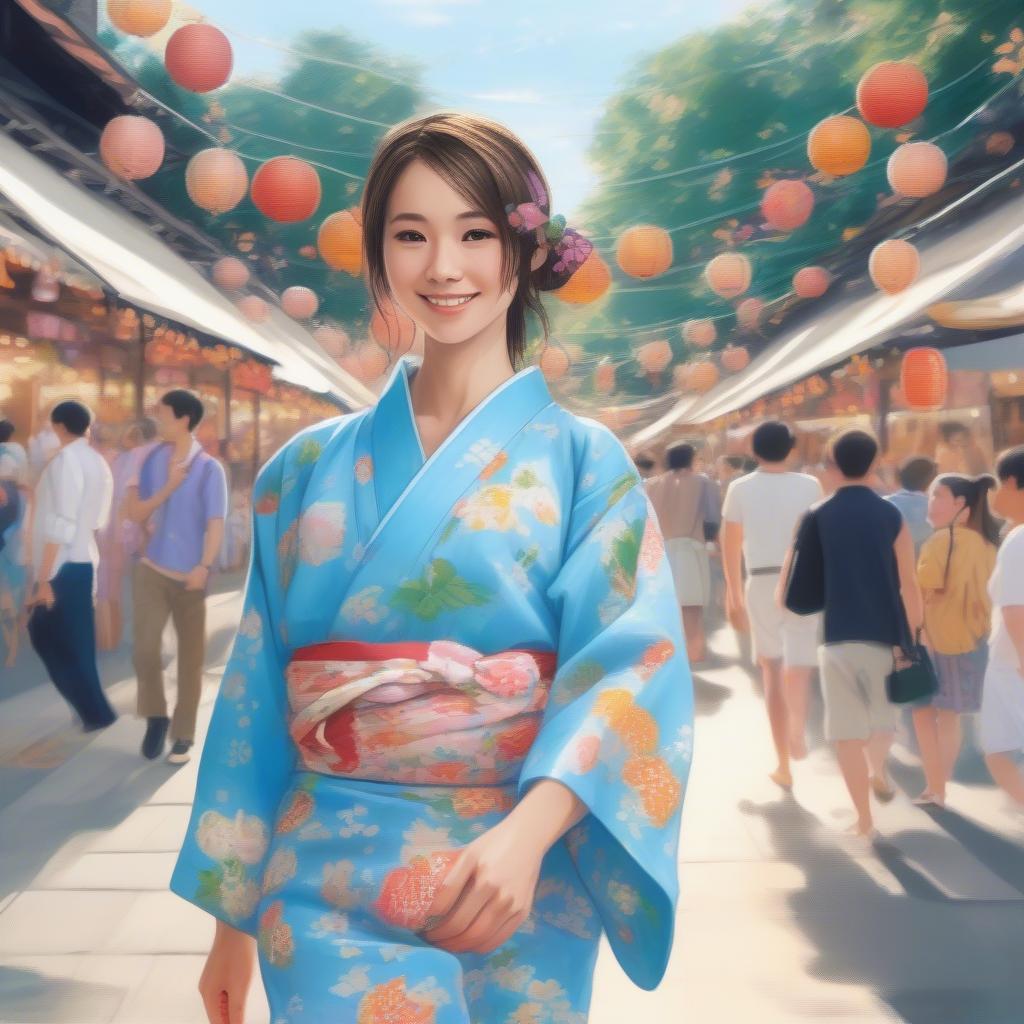 Cô gái mặc Yukata mùa hè